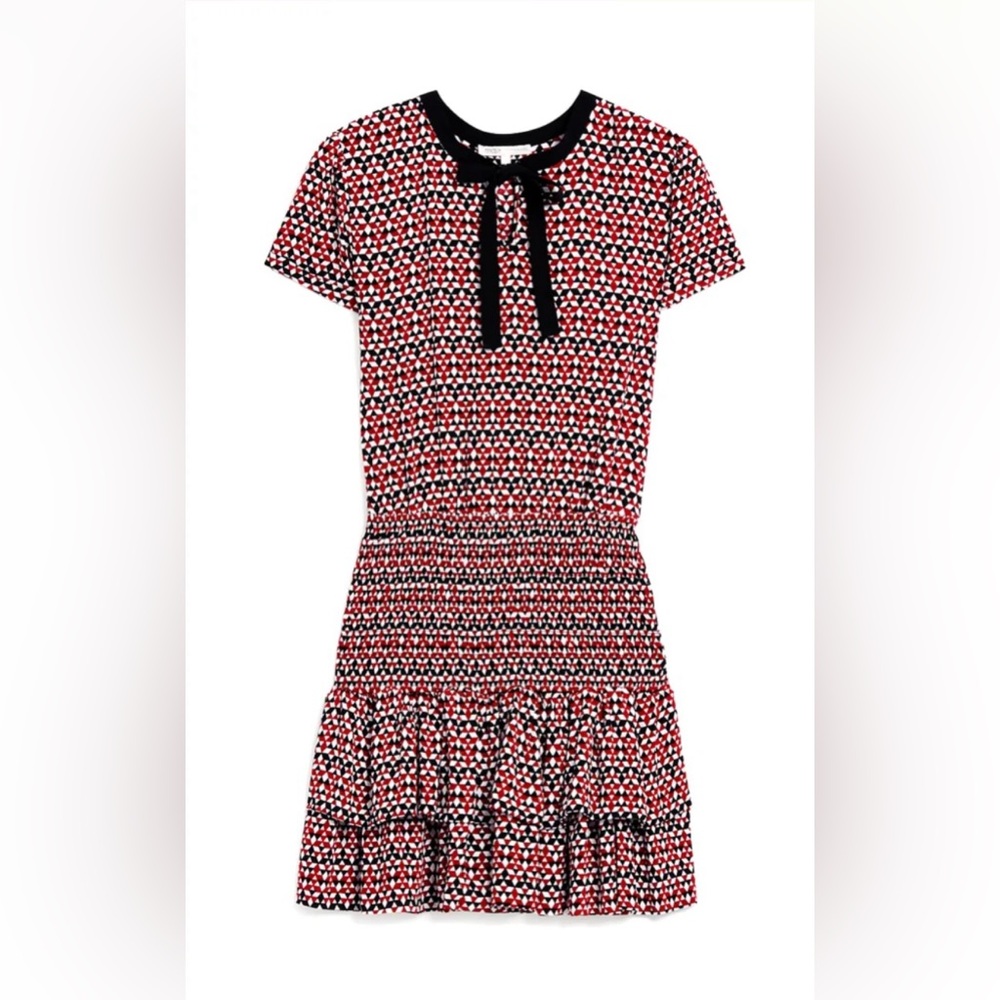 Maje Geometric Print Ruffle Hem Mini Dress Size 2/Medium